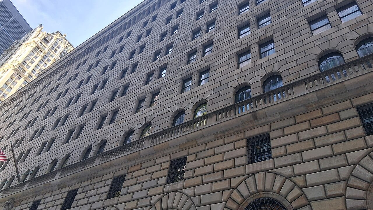The Federal Reserve Bank of New York building in Manhattan's Financial District