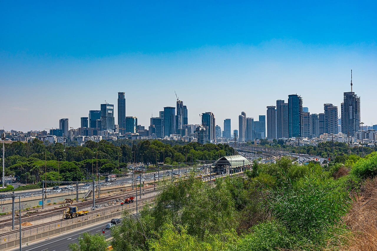 The Tel Aviv skyline, seen from Tel Aviv University