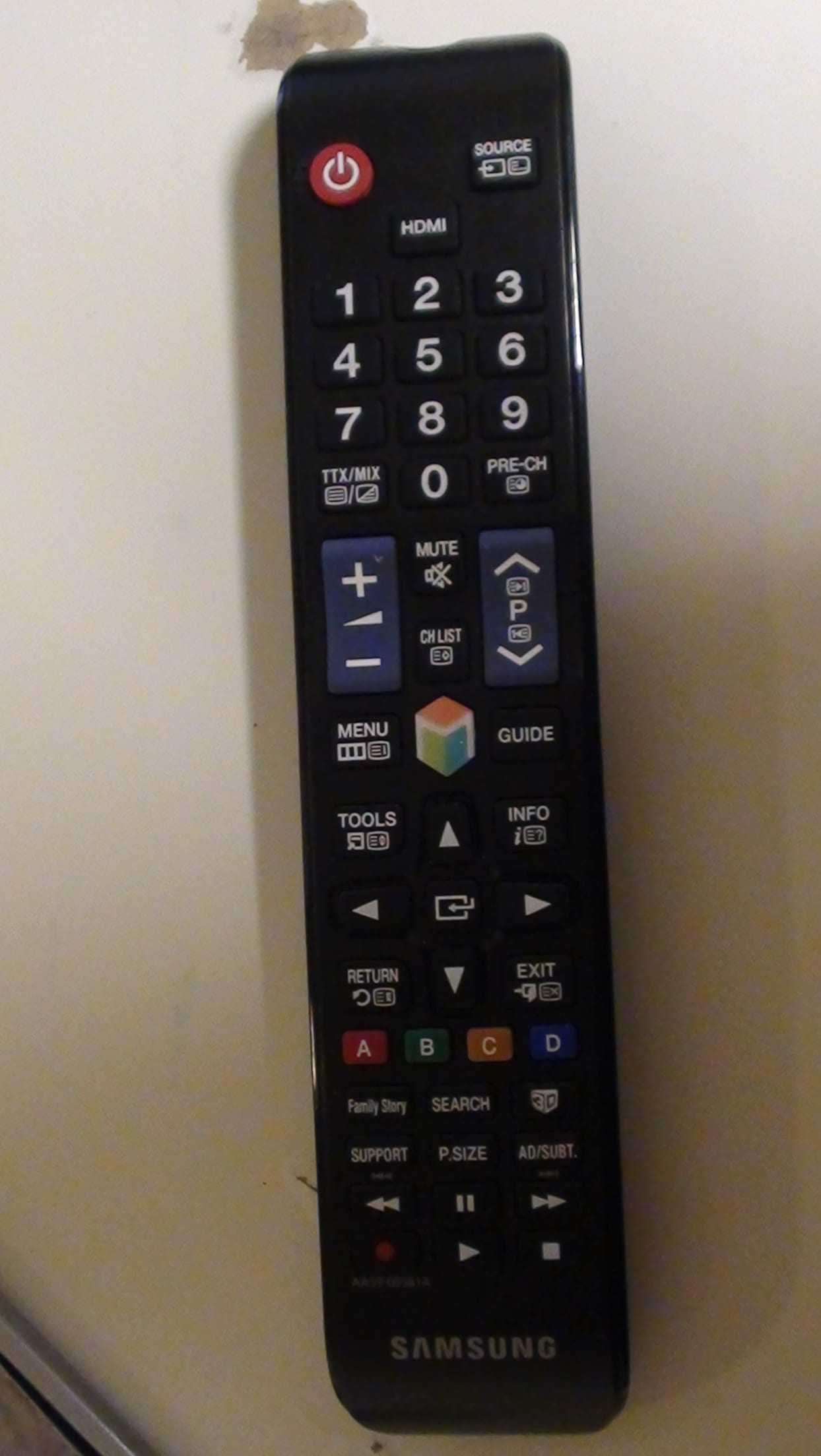 A Samsung Smart TV remote control