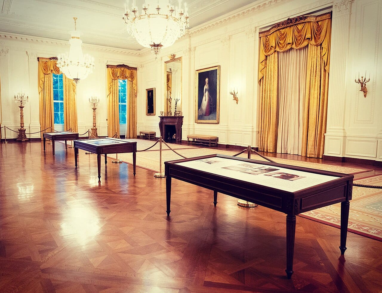 The East Room of the White House after its floor restoration