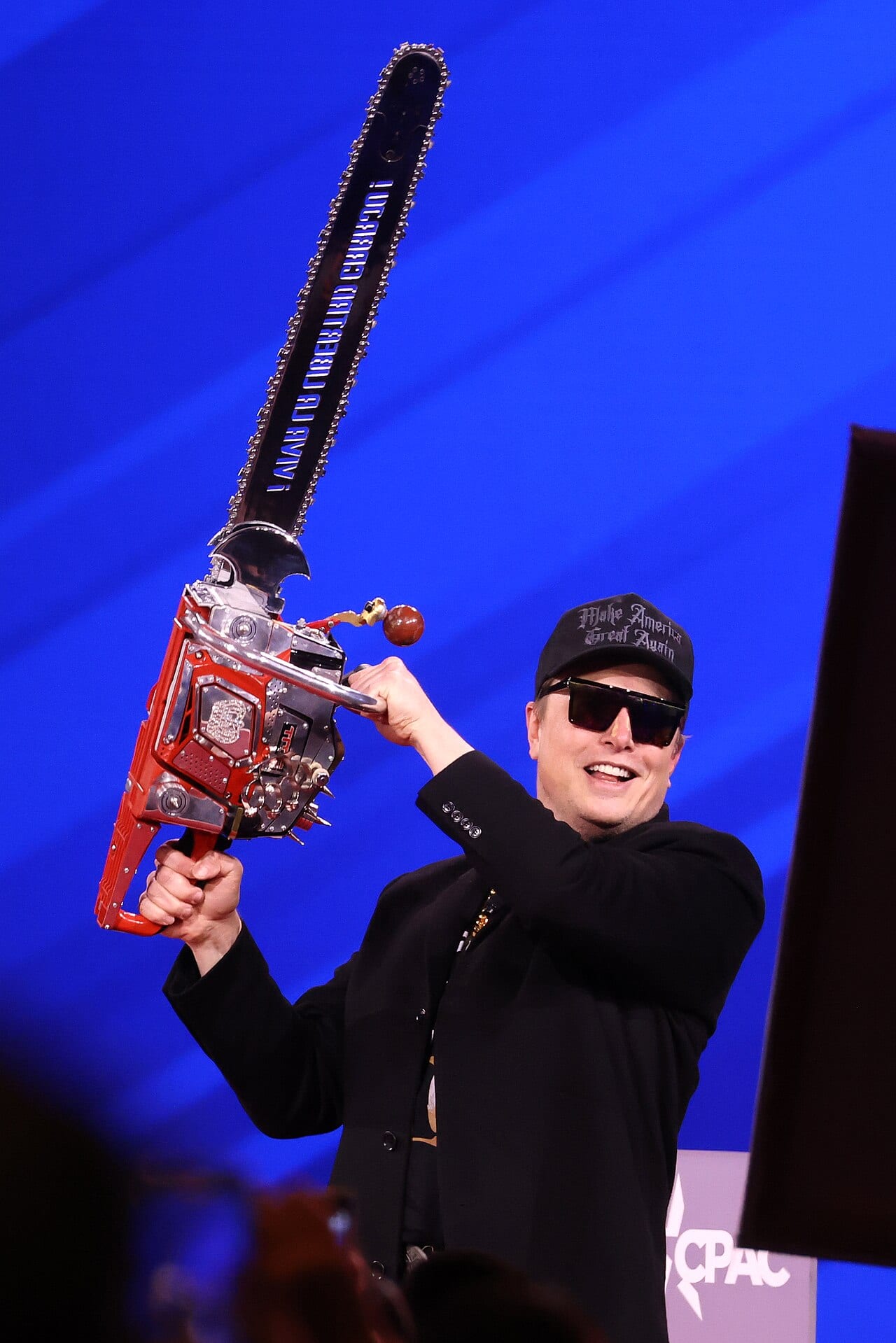 Elon Musk speaking at the 2025 Conservative Political Action Conference in National Harbor, Maryland