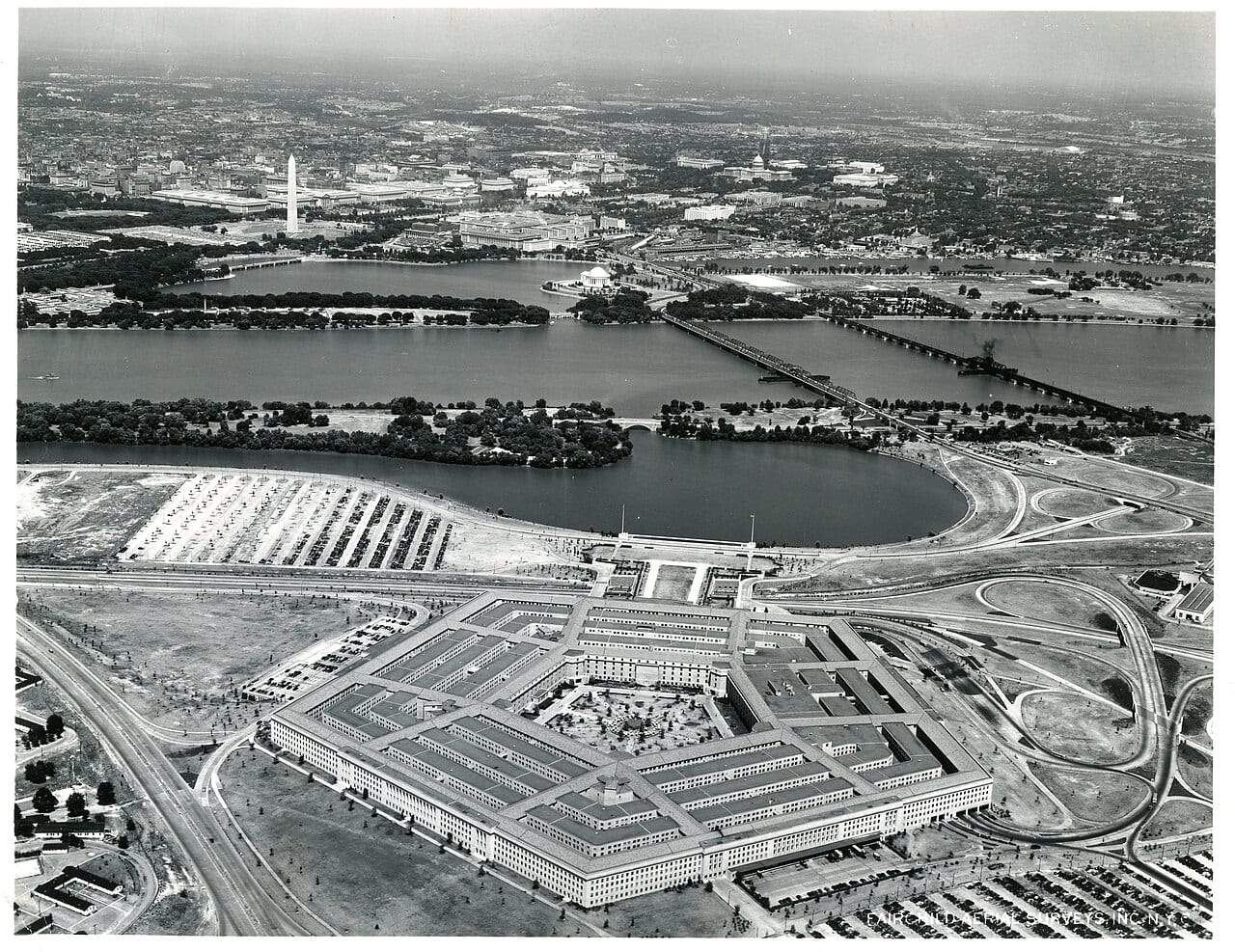 An aerial view of the Pentagon in Arlington, Virginia