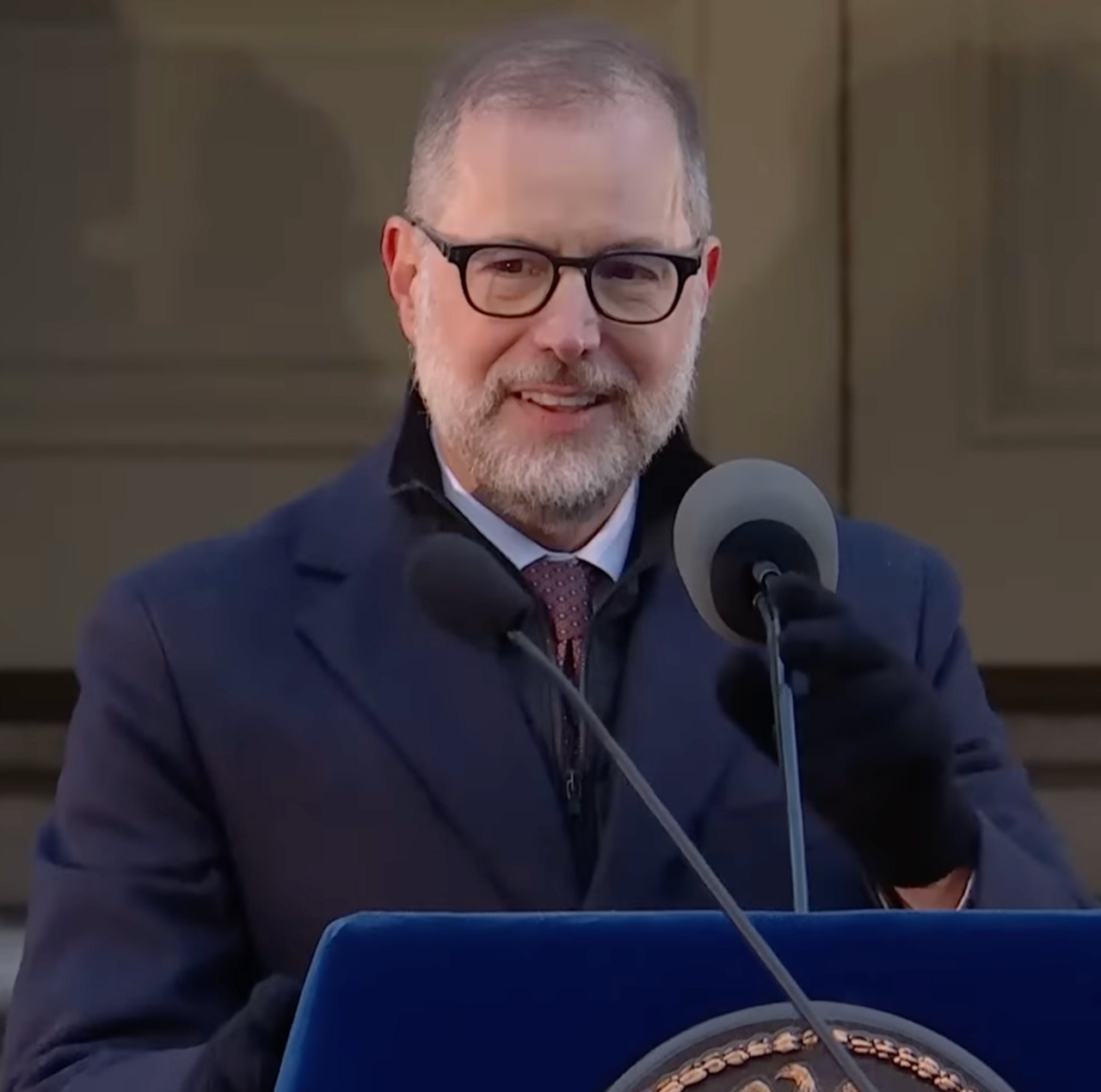 Mark Levine speaks at his inauguration as New York City Comptroller in January 2026