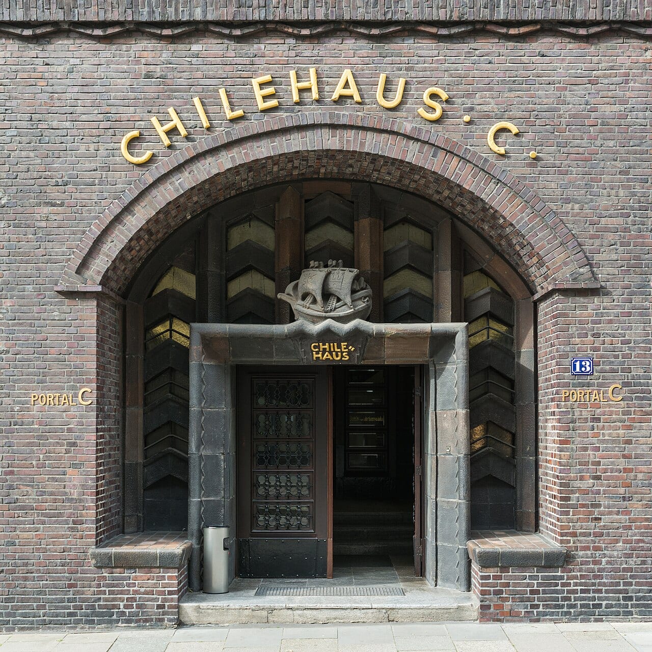 The Chilehaus office building's entrance on Burchardstrasse in Hamburg, next to Bauer Media Group's headquarters