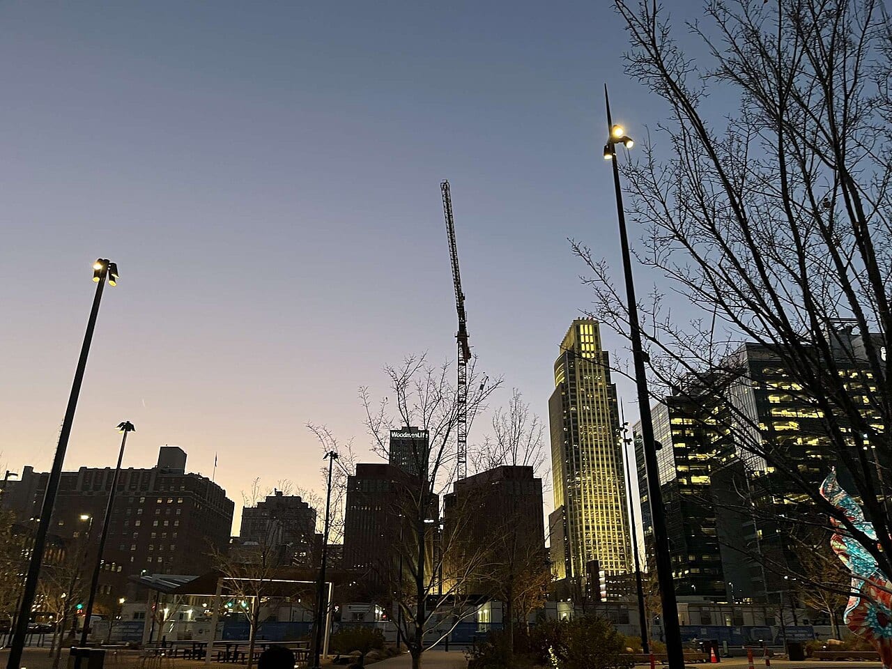 The downtown Omaha skyline, seen from Gene Leahy Mall