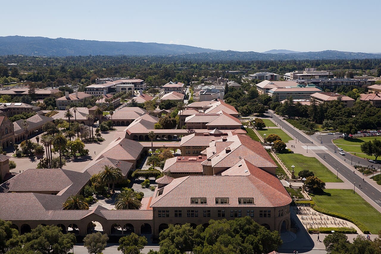 Stanford University's Main Quad, seen from Hoover Tower