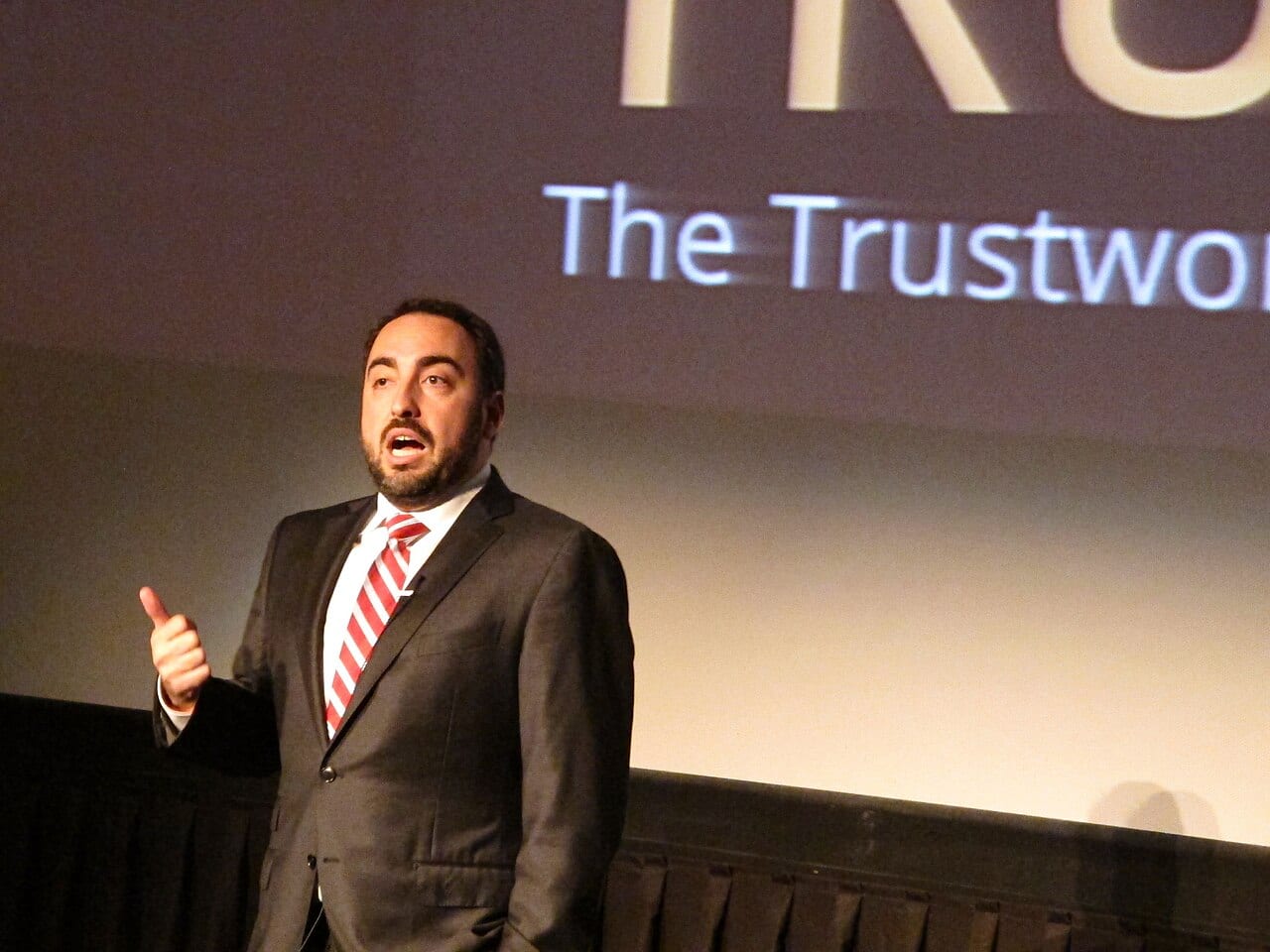 Alex Stamos, chief information security officer at Cognition, speaks at a technology conference