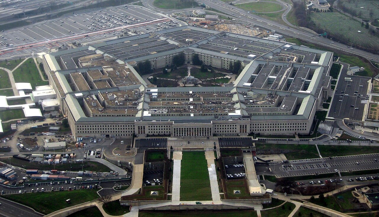 An aerial view of the Pentagon, the headquarters of the U.S. Department of Defense, in 2008
