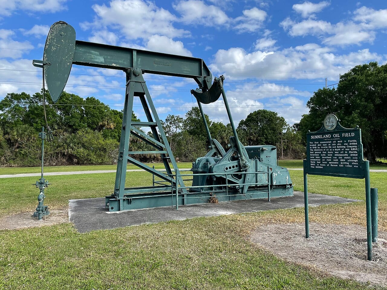 A pumpjack at a preserved oil well in Collier County, Florida
