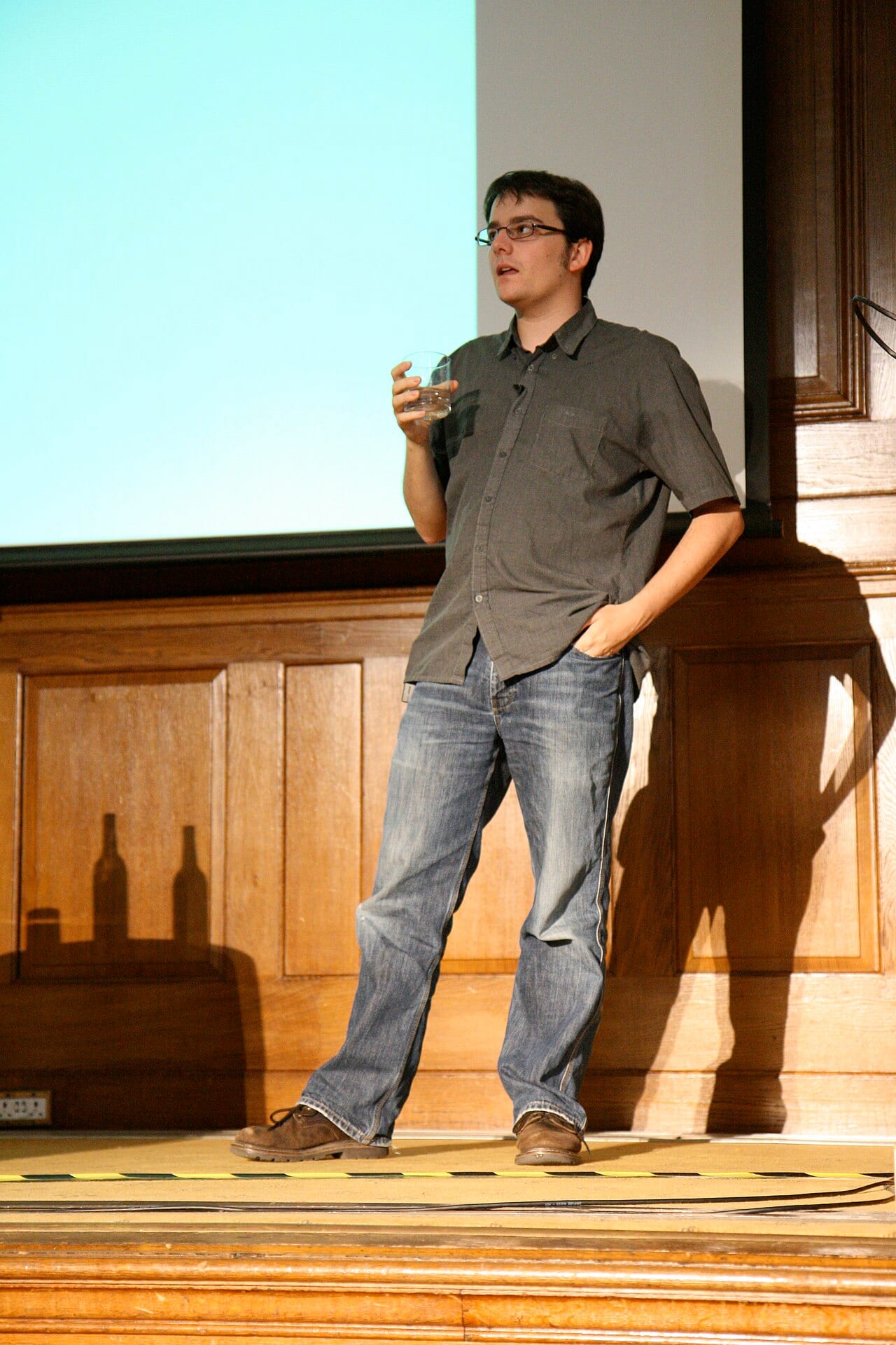 Simon Willison speaks at a developer conference