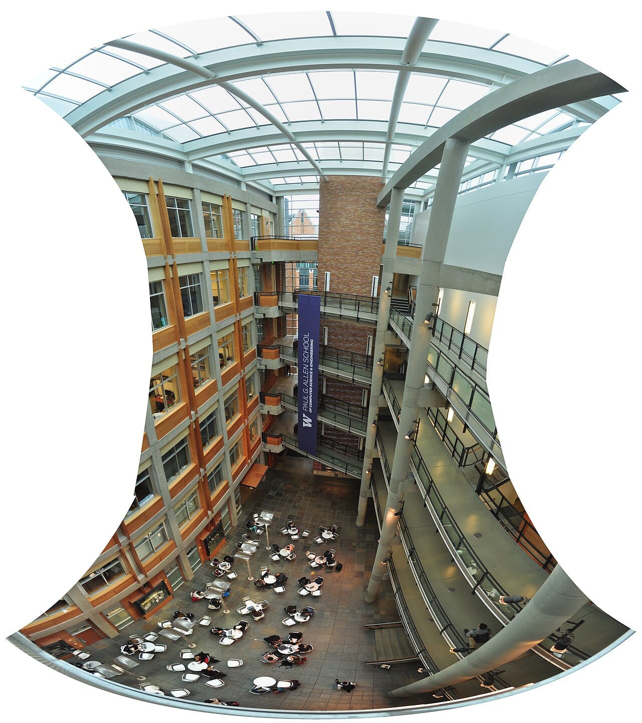 The interior of the Paul G. Allen Center for computer science at the University of Washington