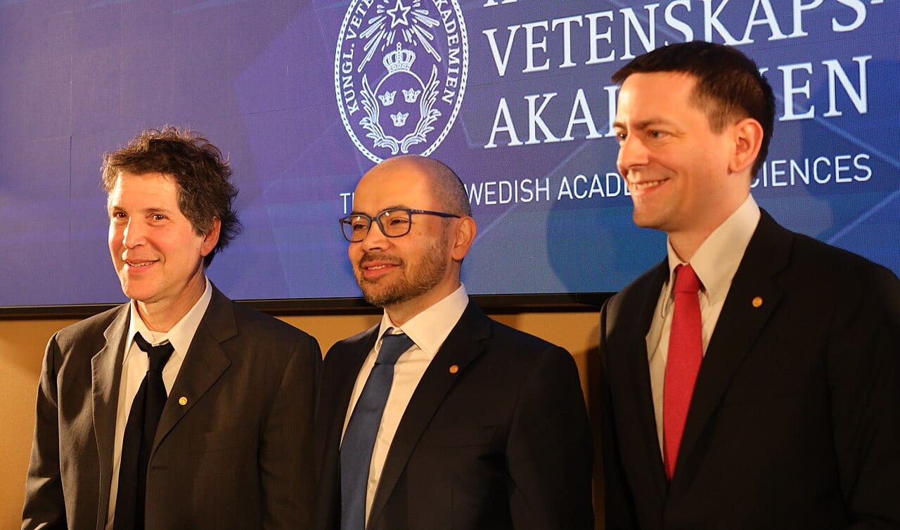 David Baker, Demis Hassabis and John Jumper together at the 2024 Nobel Prize Conference in Stockholm