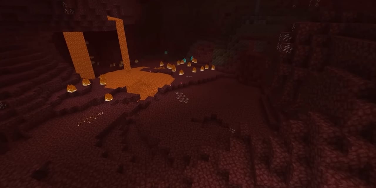 The Nether, the fire-lit Minecraft dimension the agents crossed to reach the dragon's portal