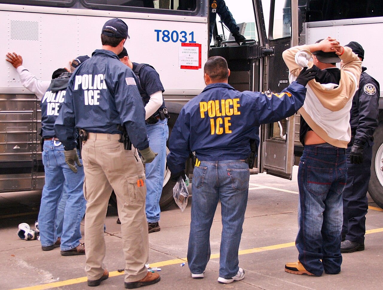 ICE special agents arrest suspects during an enforcement operation