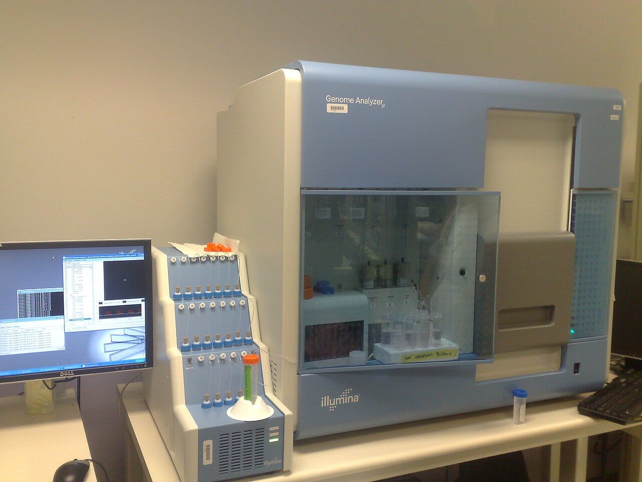 A gene-sequencing machine, the kind that made DNA sequencing cheaper every year