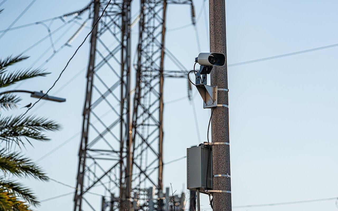 A New Orleans police license plate reader camera mounted above a street corner
