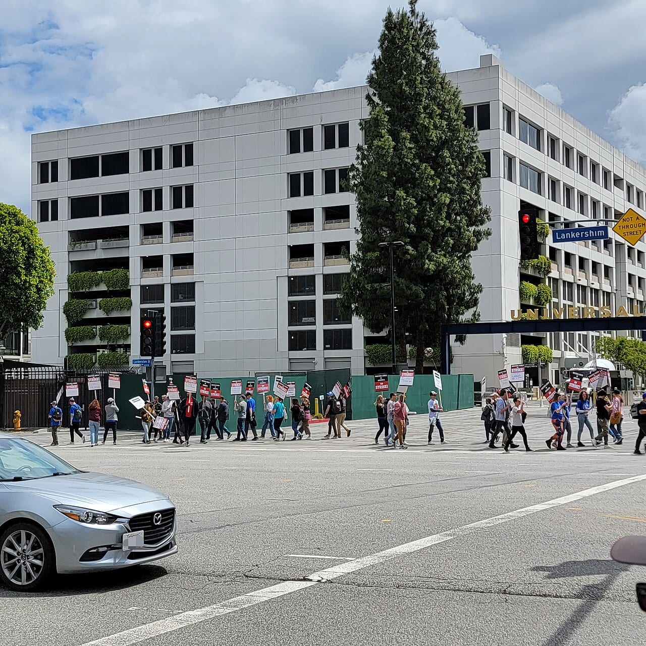 Writers Guild and other union members picket outside Universal Studios in Los Angeles on May 5, 2023