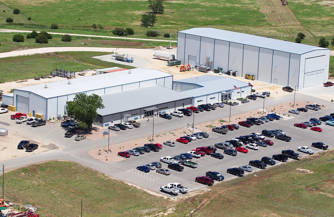 An aerial view of SpaceX's rocket test facility near McGregor, Texas