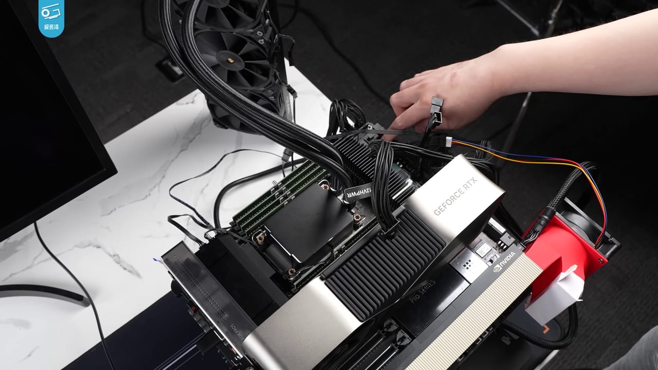 An Nvidia H100 AI chip on a lab bench