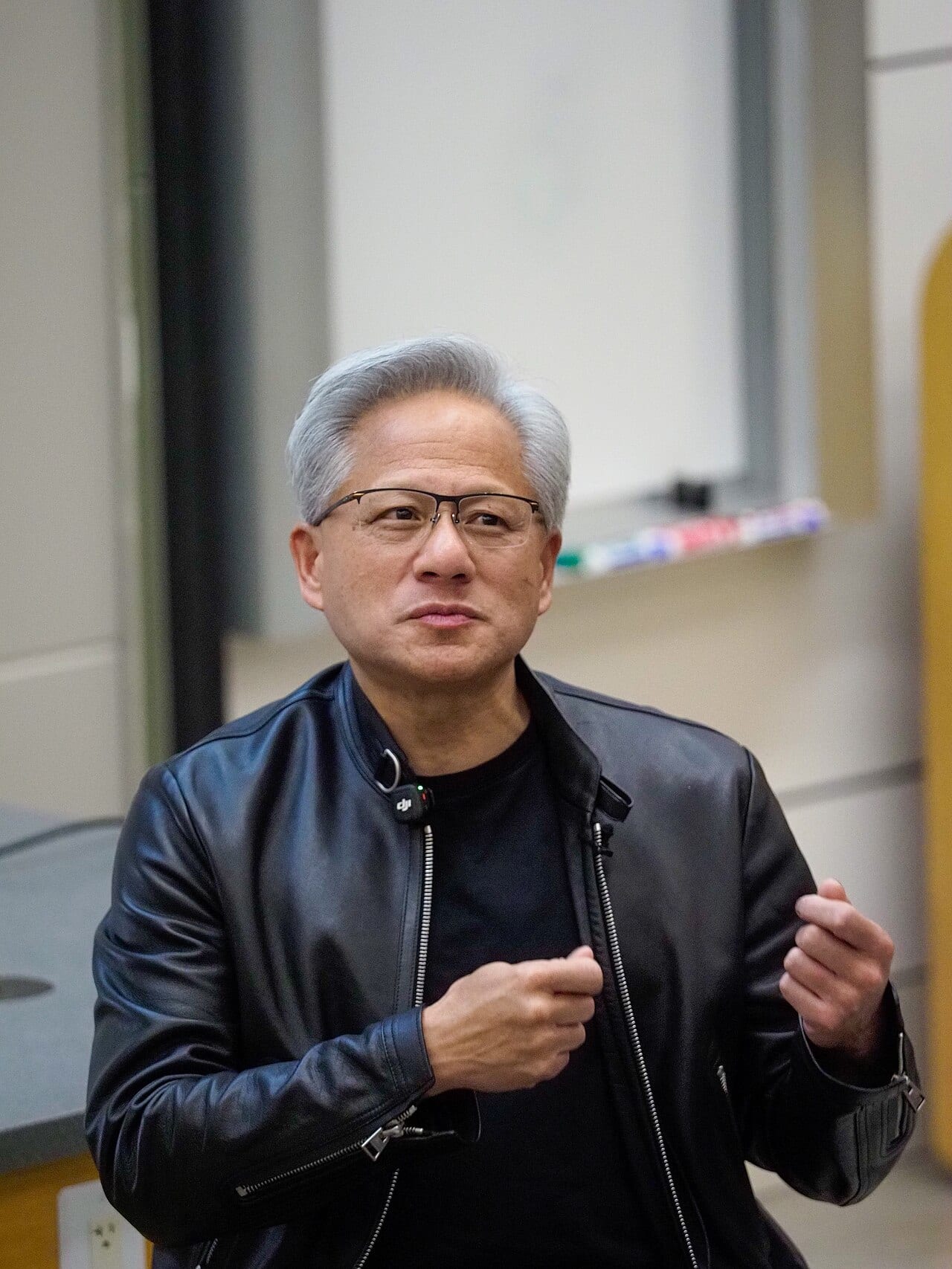 Jensen Huang speaks to a packed lecture hall at Stanford in April 2026