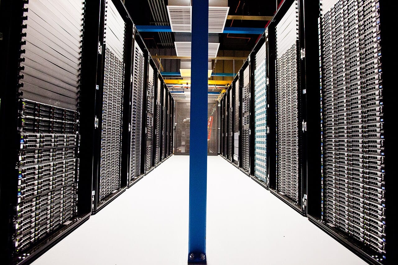 Server racks at a Wikimedia Foundation data center