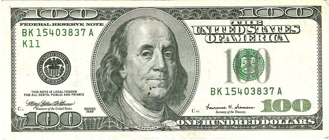 A U.S. hundred-dollar bill