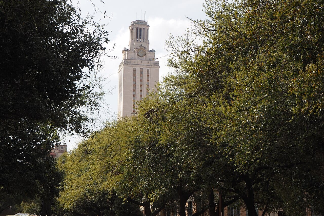 The University of Texas at Austin Tower seen from the east