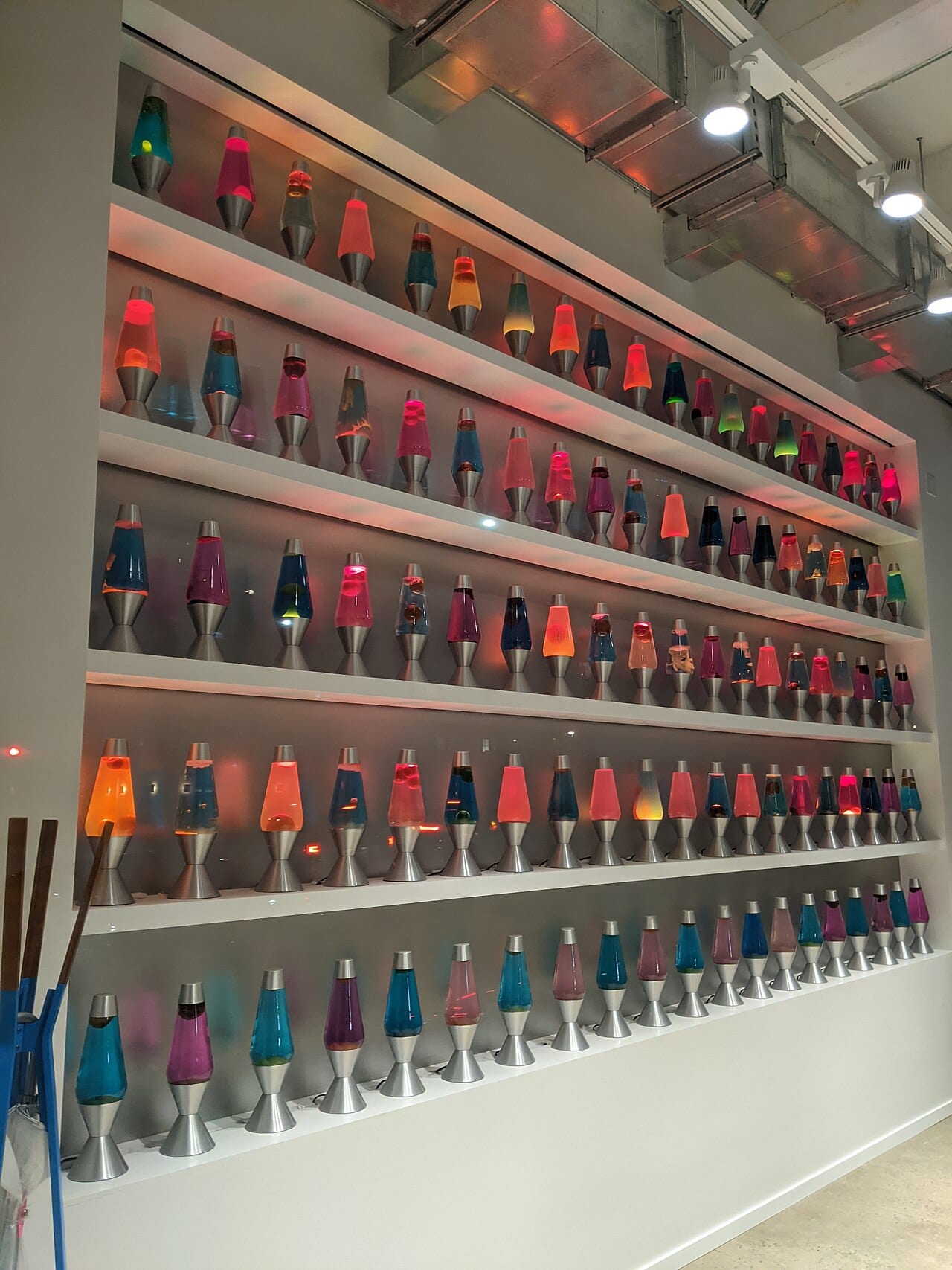 A wall of lava lamps inside Cloudflare's San Francisco office