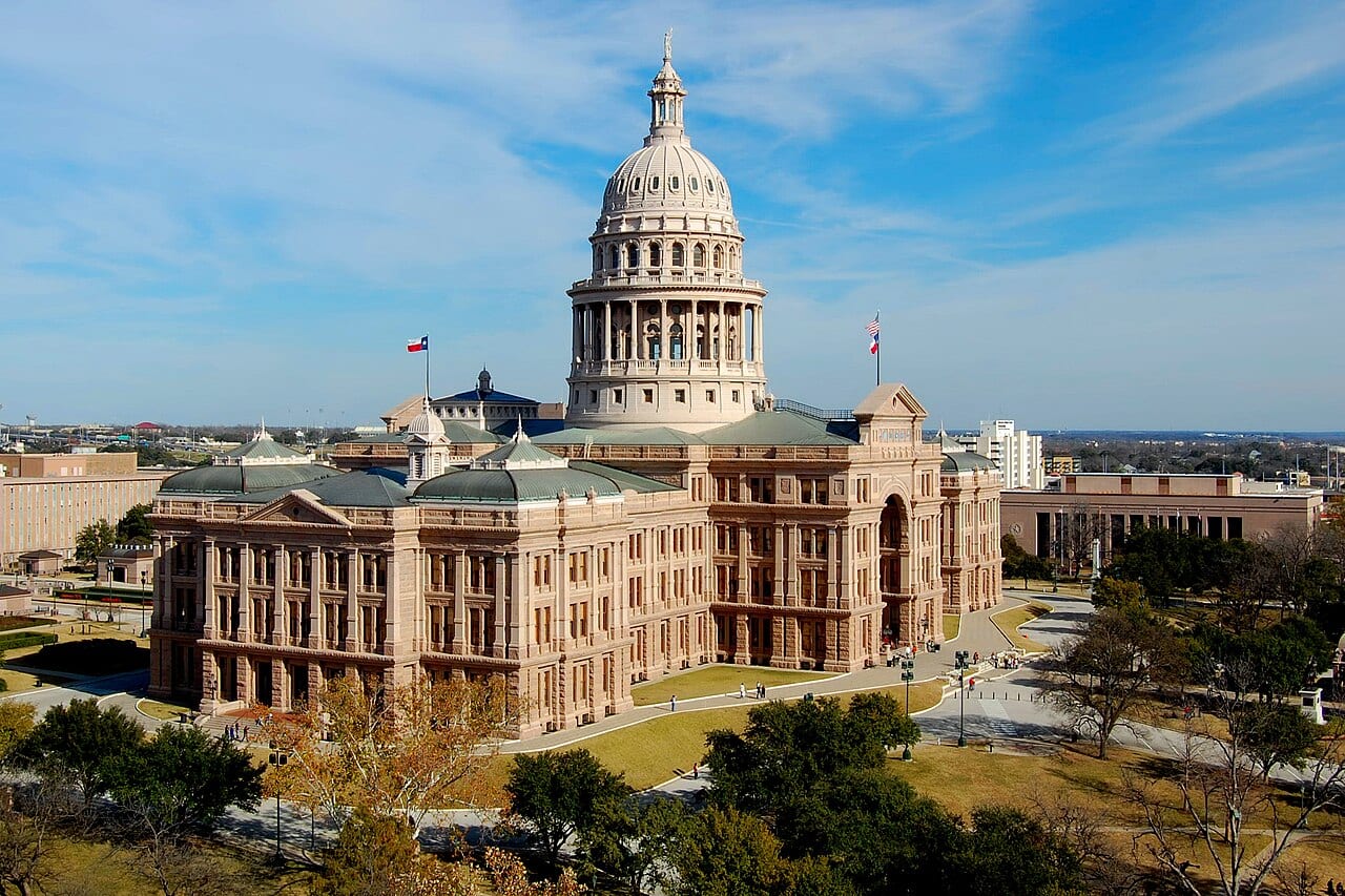 The Texas State Capitol in Austin, where the state requires agencies to adopt an AI code of ethics