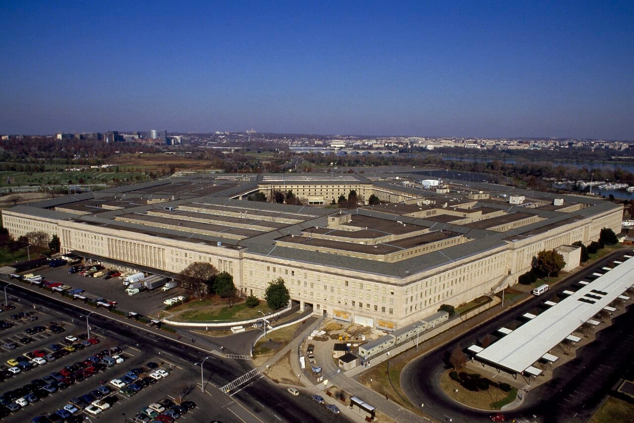 An aerial view of the Pentagon in Arlington, Virginia